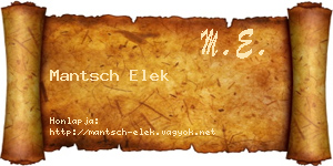 Mantsch Elek névjegykártya